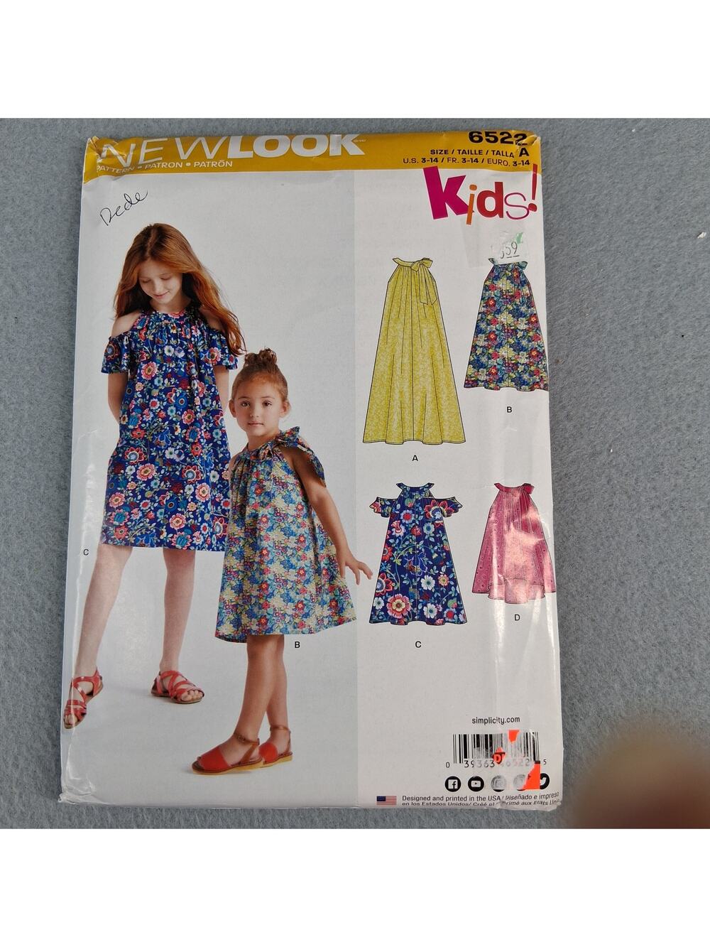 New Look Sewing Pattern 6522 Girl's Dresses Size A 3 - 14